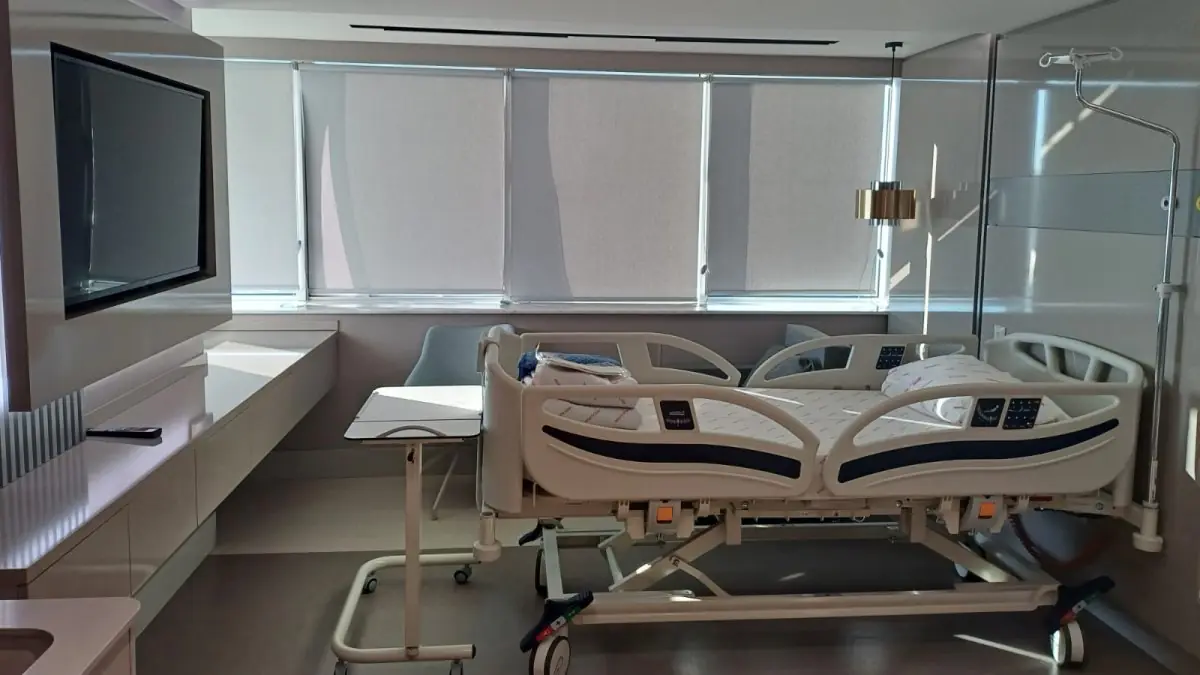 Patient room inside Medical Park Antalya Hospital Complex