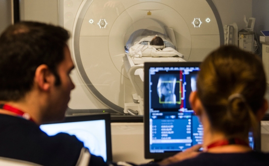 MRI staff viewing a scan at the University of Ottawa Heart Institute